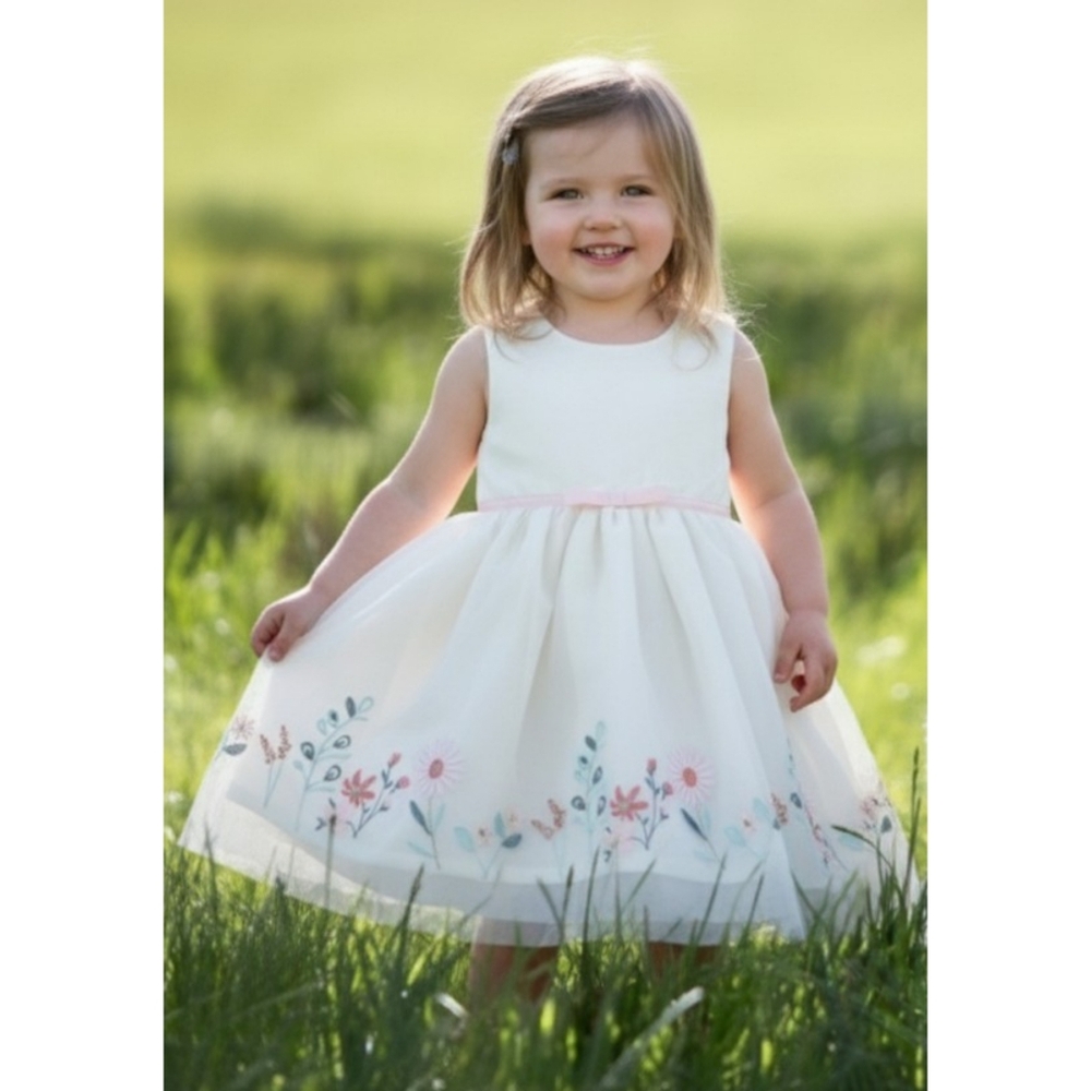 Just For You by  Carter's Embroidered Floral Tank dress with Layered Tulle skirt
